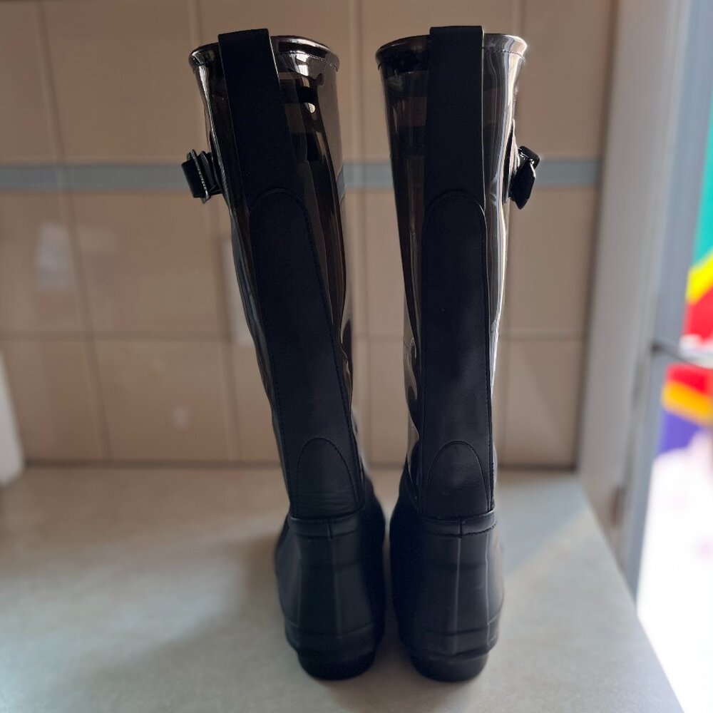 Hunter Fisherman Black Clear Buckle Rubber Tall Rain Outdoor Boots Shoes US 8 - Picture 8 of 11